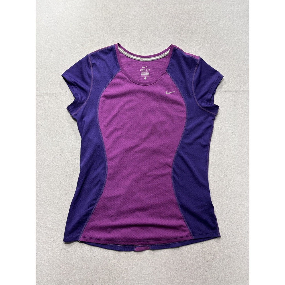 Nike Shirt Womens Large Purple Dri-FIT Scoop Neck Raglan Running Top Athletic